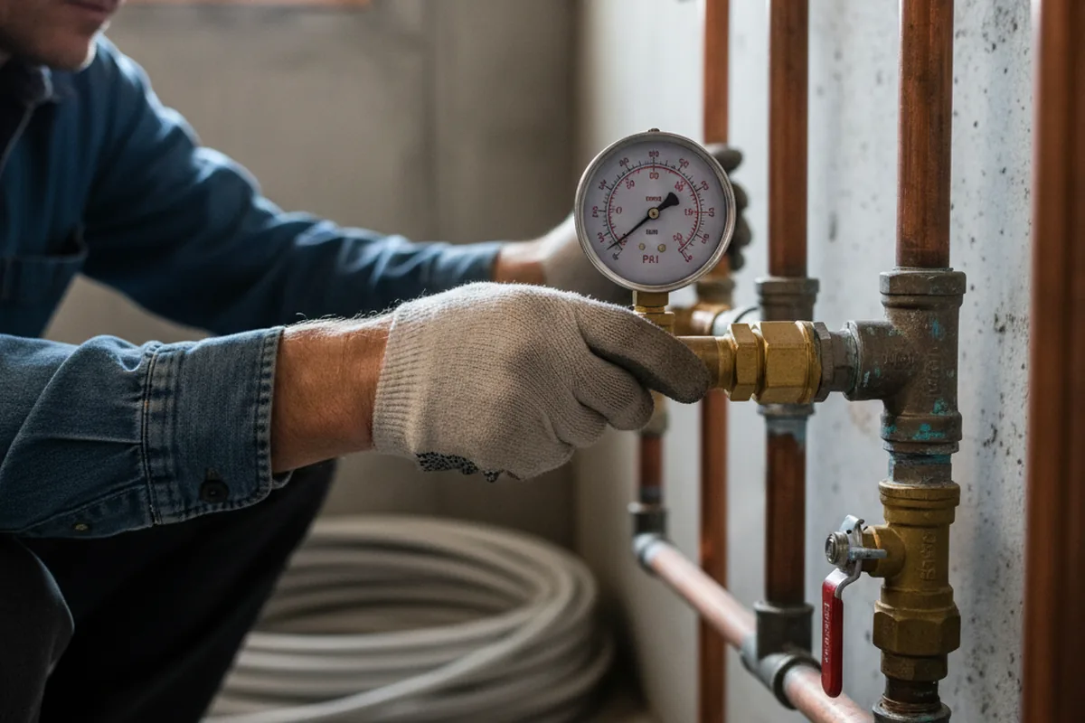 Pressure testing a repaired line during Water Line Repair in Smithfield